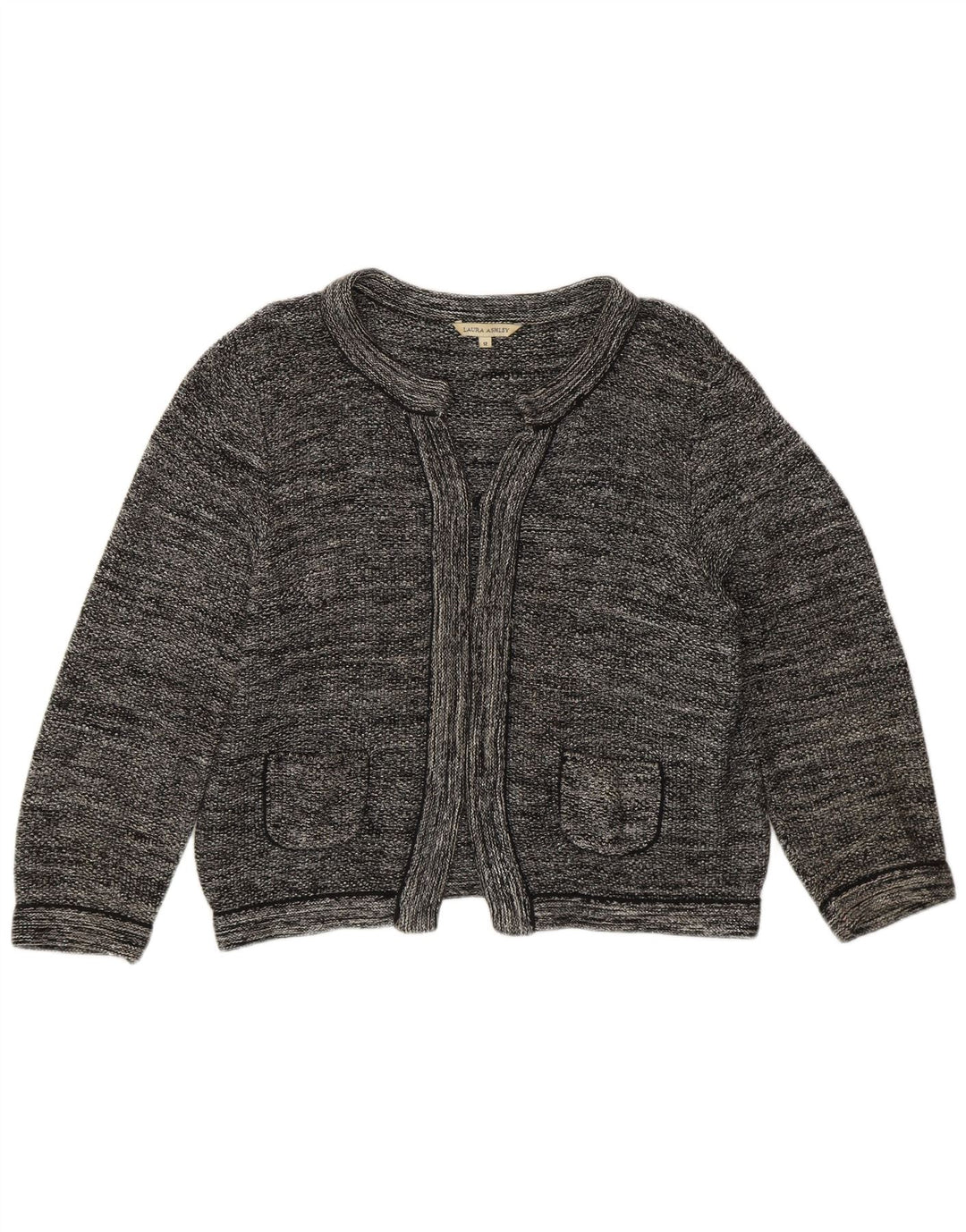 Laura Ashley Offener Bolero-Pullover für Damen, UK 12, mittelgraue Baumwolle