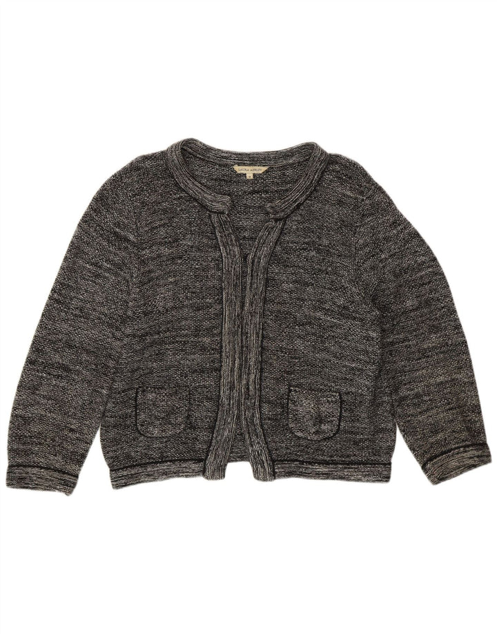 Laura Ashley Offener Bolero-Pullover für Damen, UK 12, mittelgraue Baumwolle