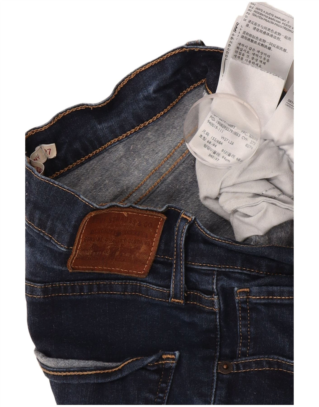 LEVI'S Damen Mile High Super Skinny Jeans W27 L28 Marineblaue Baumwolle