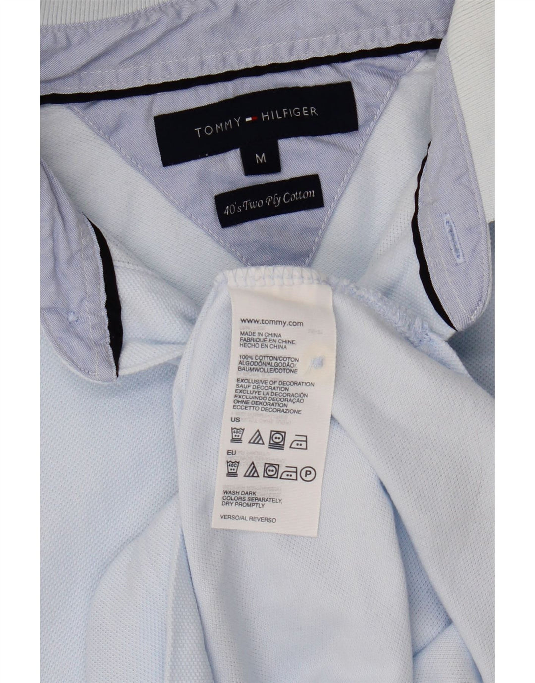 Tommy Hilfiger Herren-Poloshirt aus mittelblauer Baumwolle