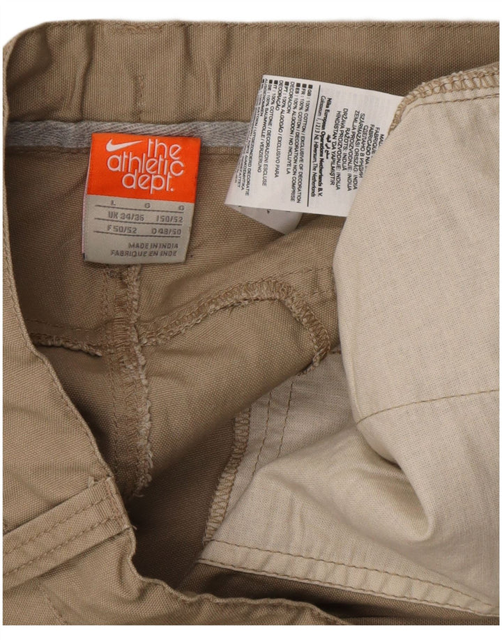 NIKE Herren-Cargohose, gerade, Größe L, W36, L32, Beige, Baumwolle