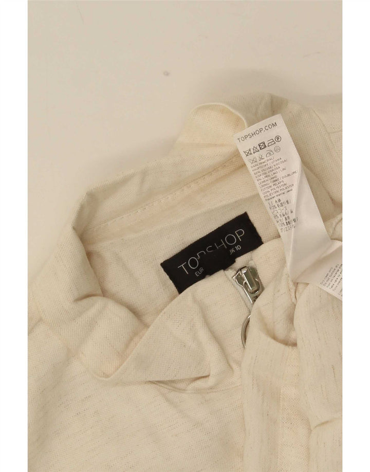 Topshop Damen Blazer Jacke UK 10 Small Beige gefleckte Viskose