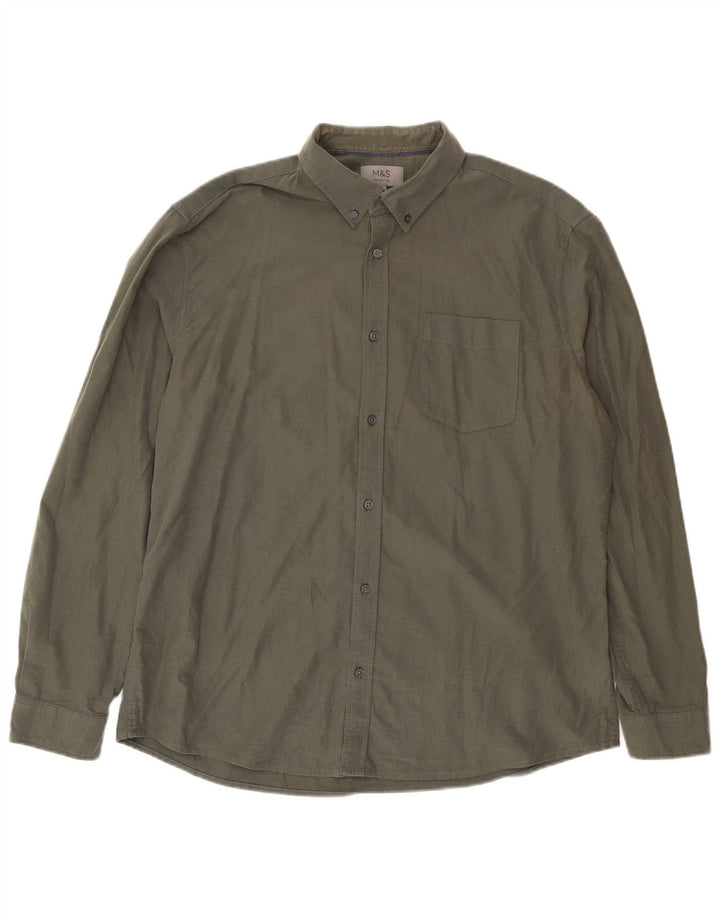 Marks & Spencer Herrenhemd XL Khaki Baumwolle