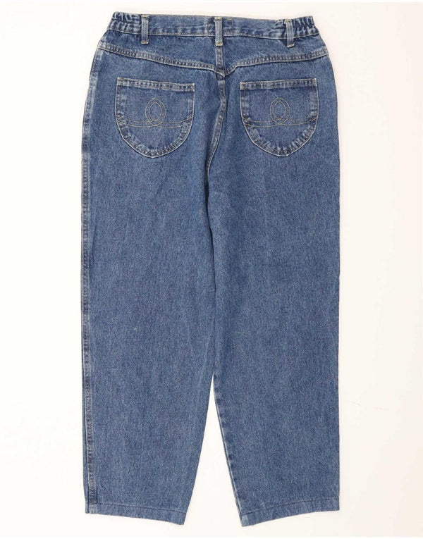Vintage Damen High Waist Tapered Jeans IT 50 XL W30 L26 Blaue Baumwolle