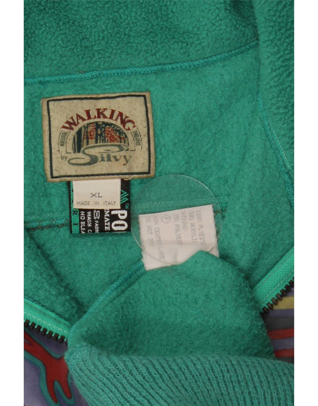 Silvy Herren-Fleecepullover mit Reißverschluss, XL, grünes geometrisches Polyester