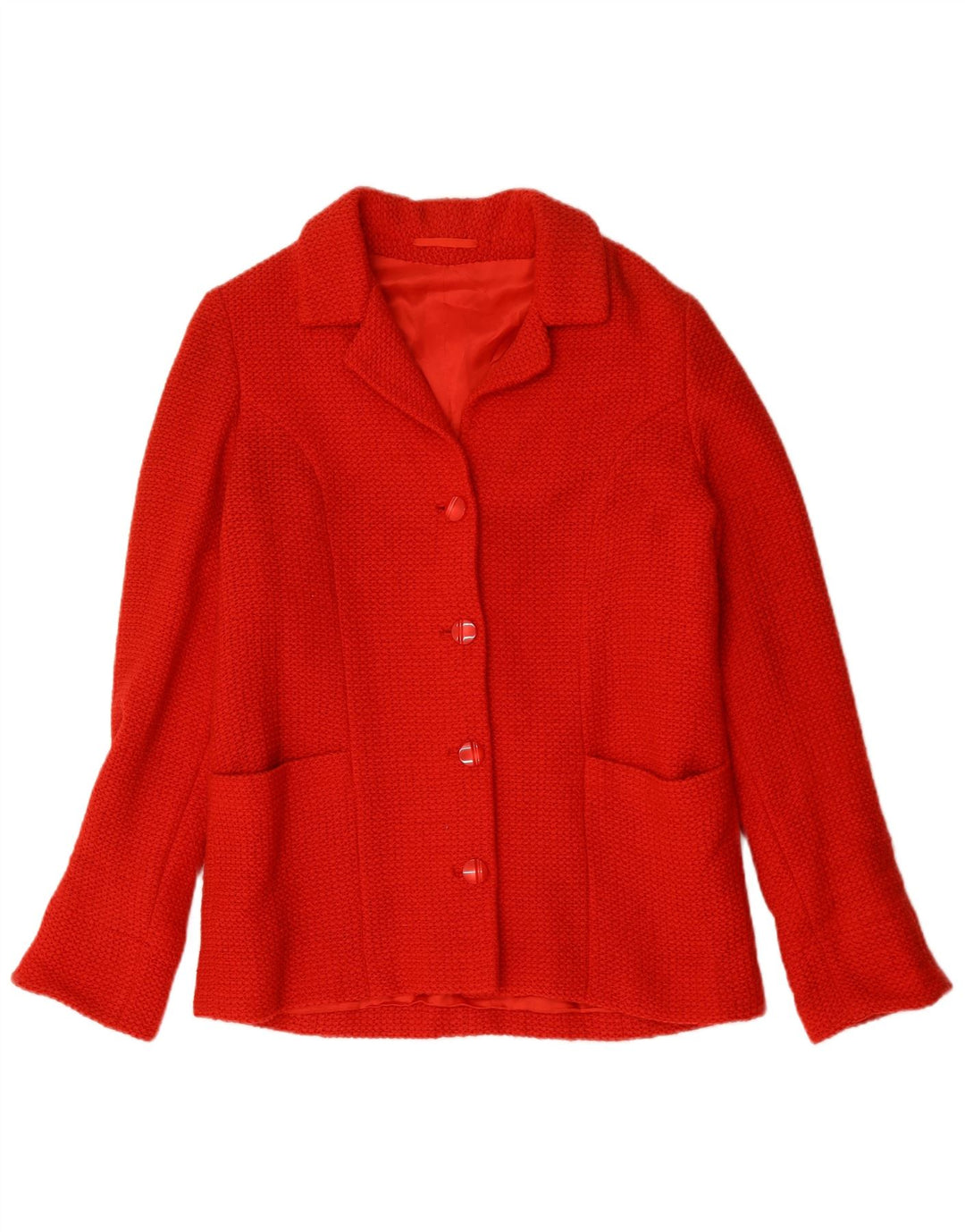 VINTAGE Damen 4-Knopf-Blazerjacke UK 16 Large Rot