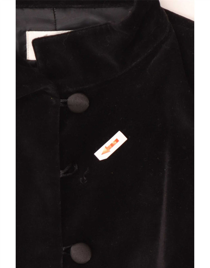 Vintage Damen 6-Knopf-Blazerjacke UK 14 Mittelschwarze Baumwolle