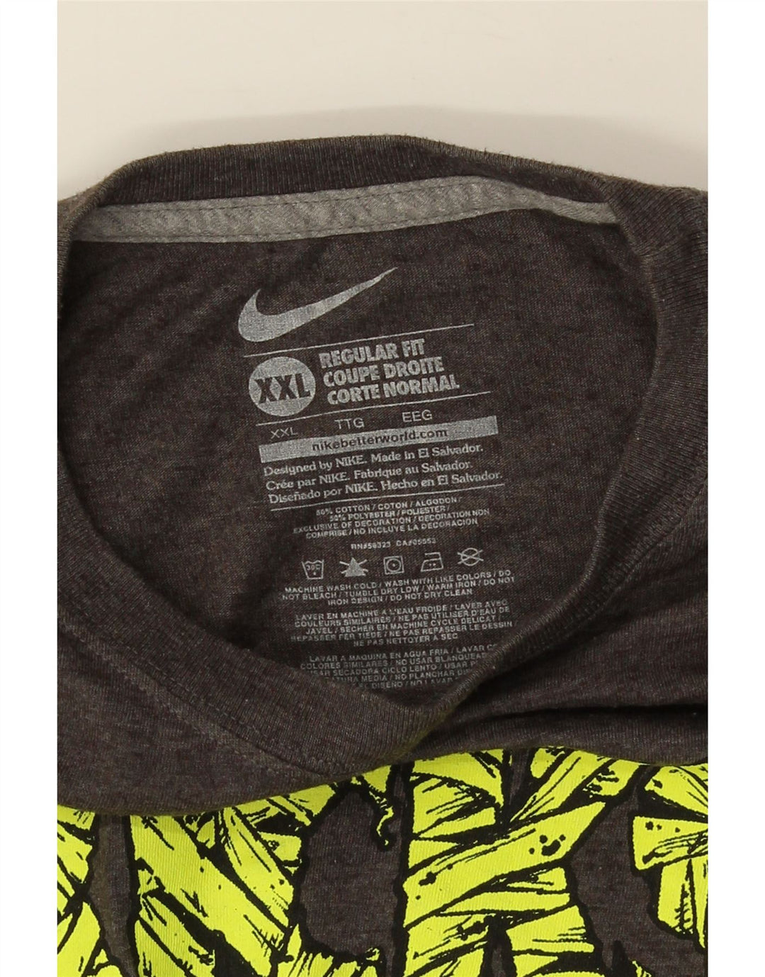 NIKE Herren-T-Shirt mit normaler Passform, Grafik, 2XL, graue Baumwolle