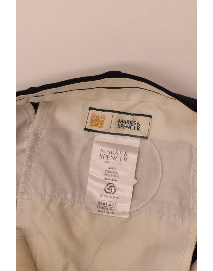 Marks & Spencer Herren-Anzughose mit Pegged-Anzug, W38 L31, marineblaues Polyester