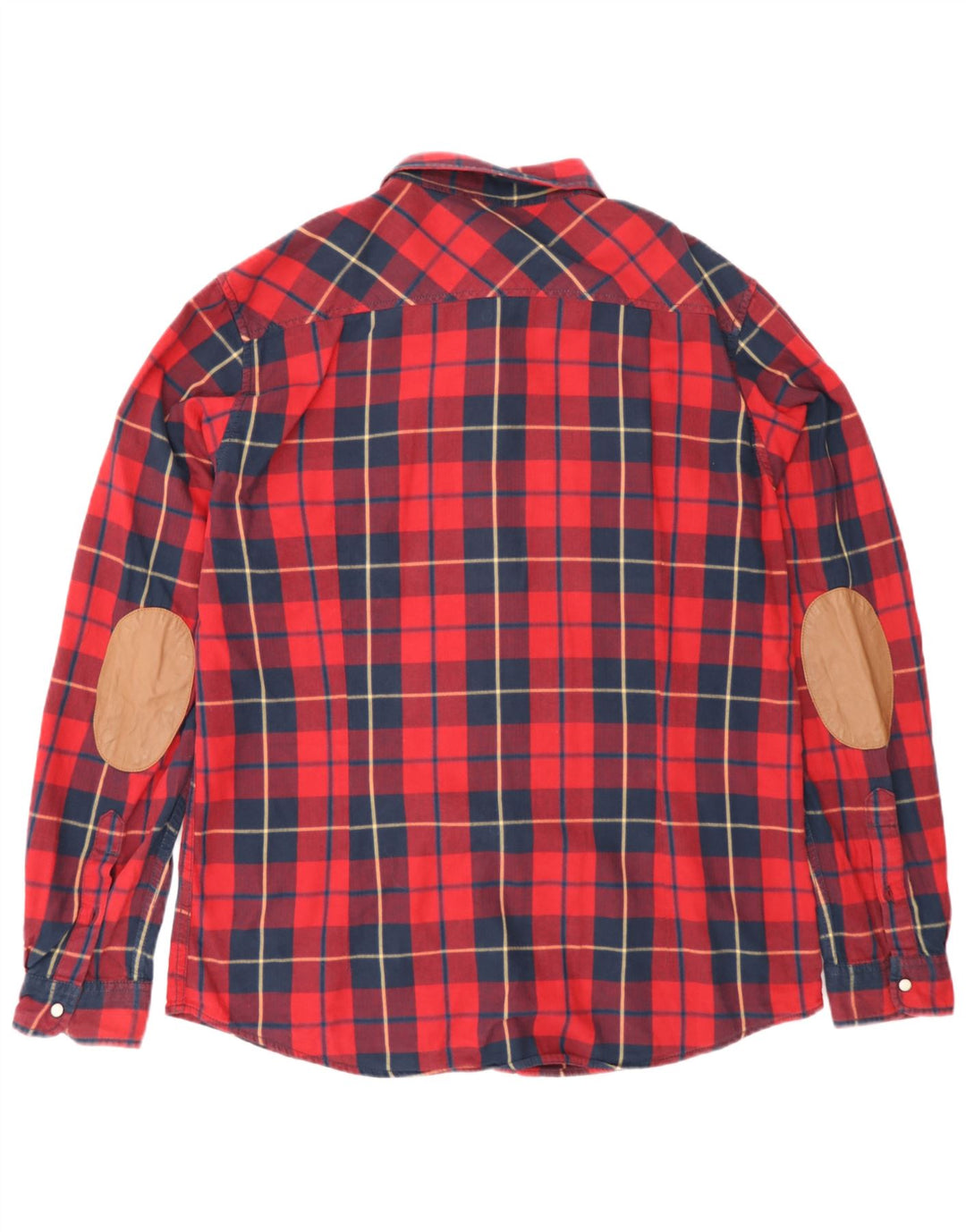 Benetton Herren-Flanellhemd, groß, rot kariert