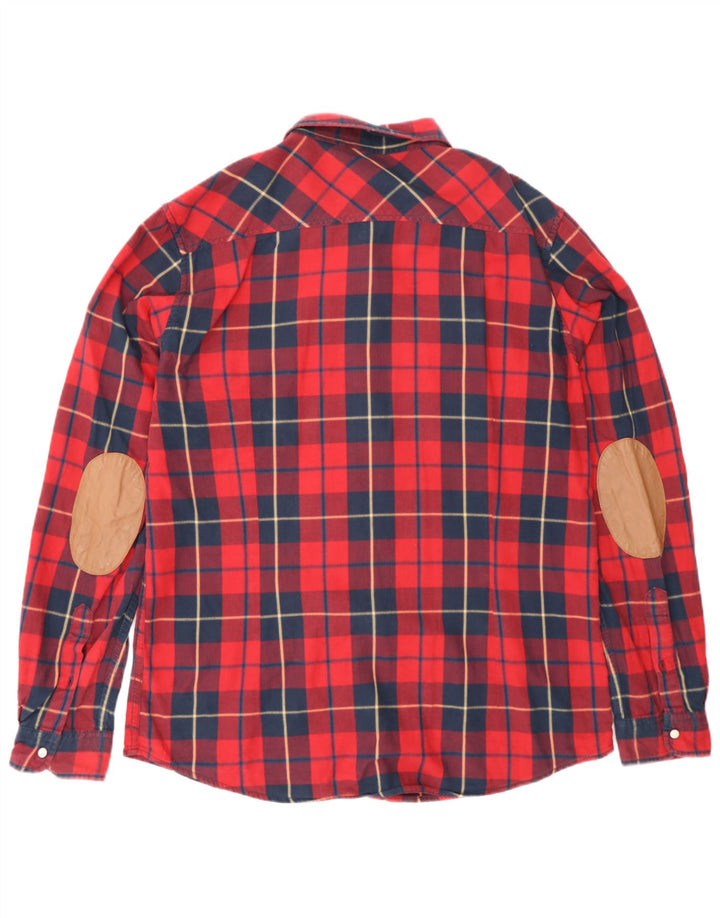 Benetton Herren-Flanellhemd, groß, rot kariert