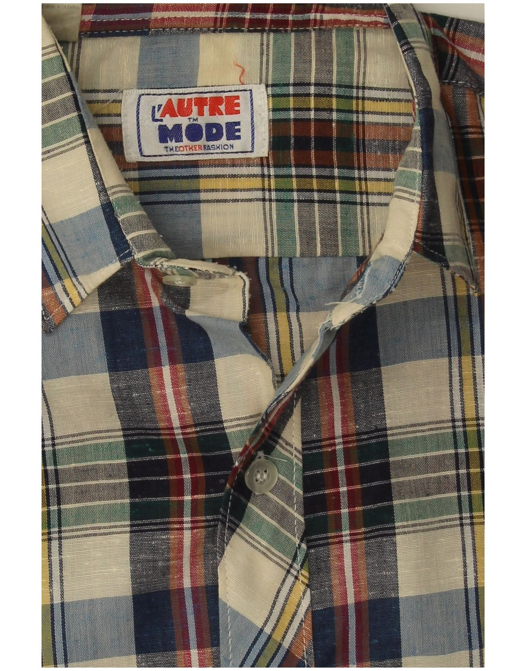 Vintage Herren Kurzarmhemd Medium Mehrfarbig kariert