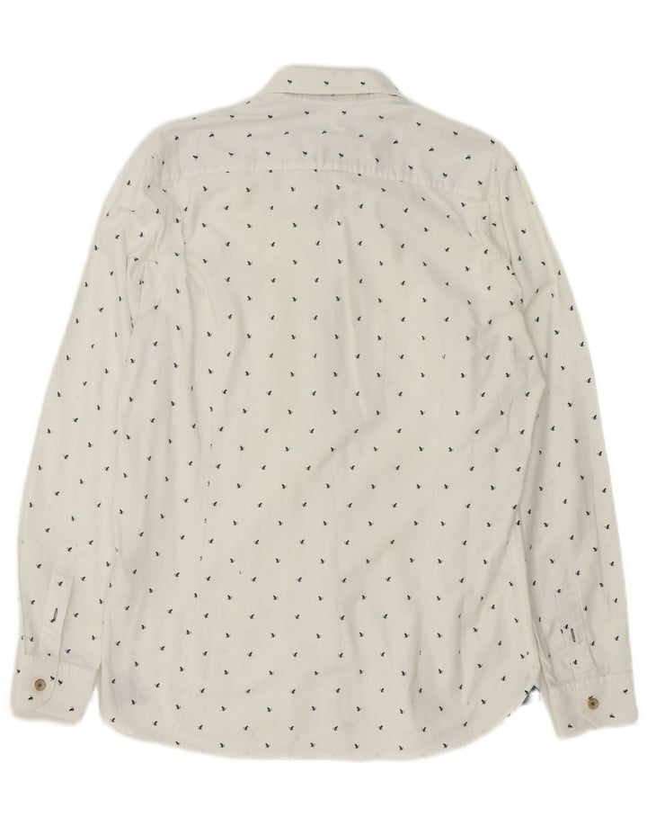 Ted Baker Herren-Hemd mit abstraktem Muster, Größe 4, groß, weiße Baumwolle