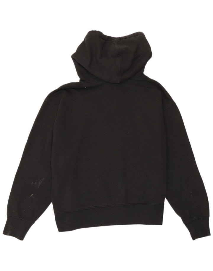 Zara Damen Übergroßer Kapuzenpullover UK 14 Mittelschwarze Baumwolle