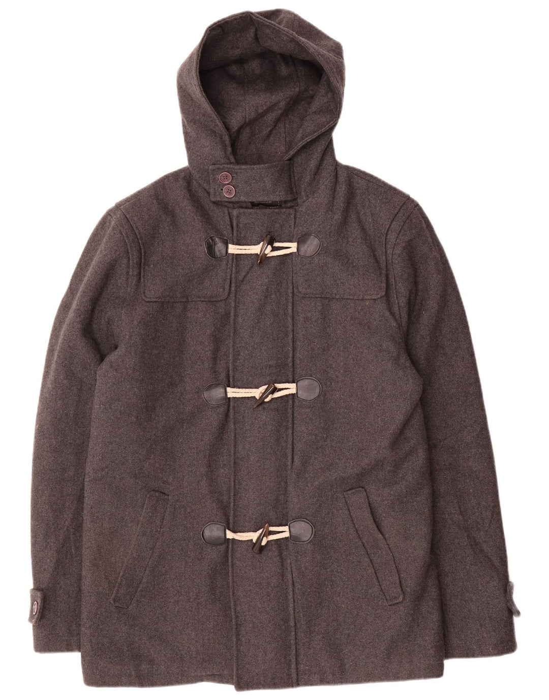 Vintage Herren Dufflecoat mit Kapuze UK 44 2XL Grau