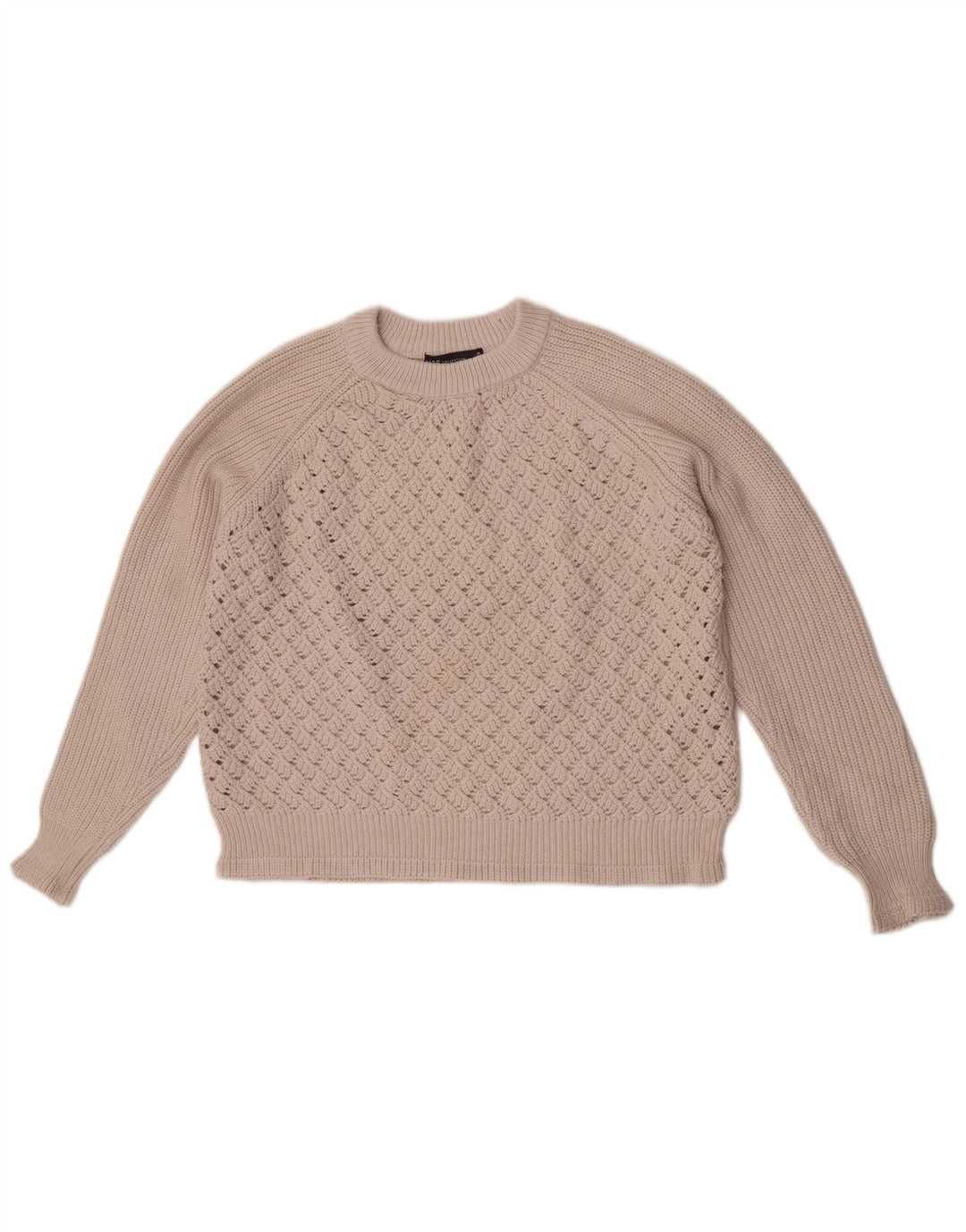 Marks & Spencer Damen Crop Pullover mit Rundhalsausschnitt, UK 14, Mittelbeige