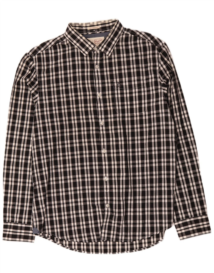 Penguin Herren Heritage Slim Fit Hemd, groß, schwarz kariert, Baumwolle