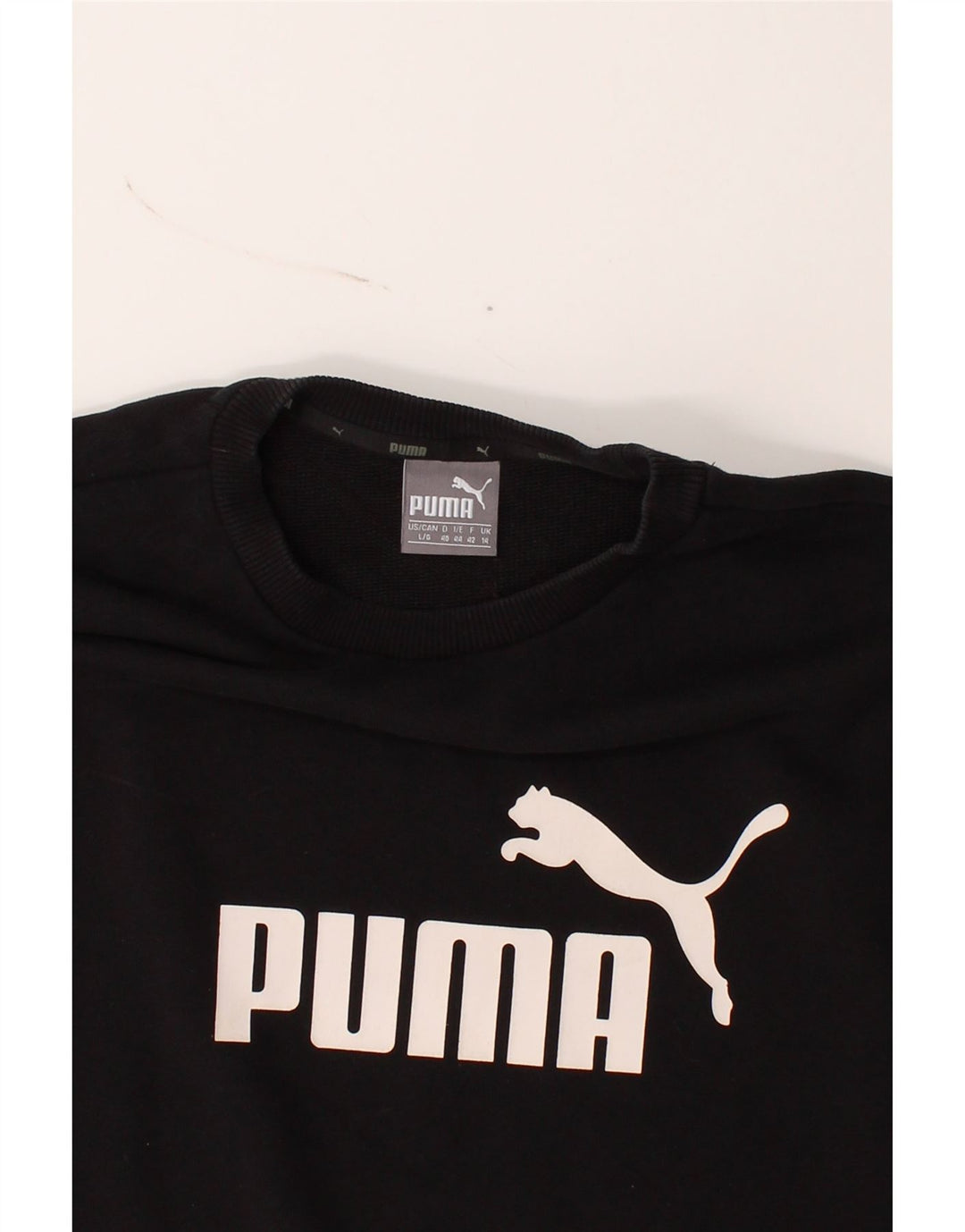 PUMA Womens Graphic Sweatshirt Jumper UK 14 Large Black Polyester Vintage Puma and Second-Hand Puma from Messina Hembry 