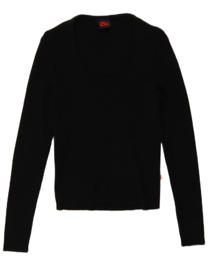 Dolce & Gabbana Damen Top Langarm IT 46 Large Schwarze Merinowolle