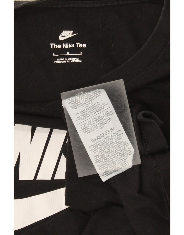 Nike Womens Graphic Top Langarm UK 16 Große schwarze Baumwolle