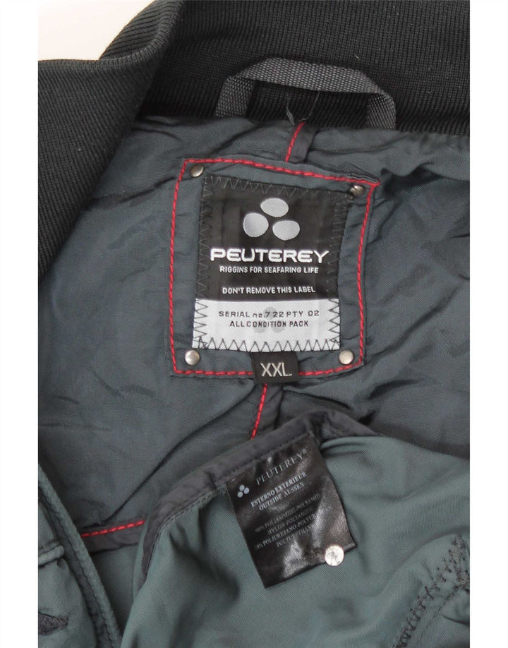 PEUTEREY Herren Bomberjacke UK 44 2XL Blaues Colourblock-Polyamid