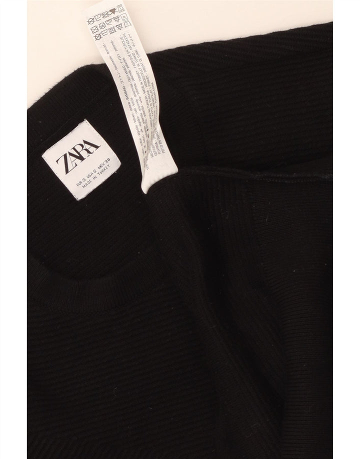ZARA Herren-Pullover mit Rundhalsausschnitt, Größe S, schwarze Baumwolle
