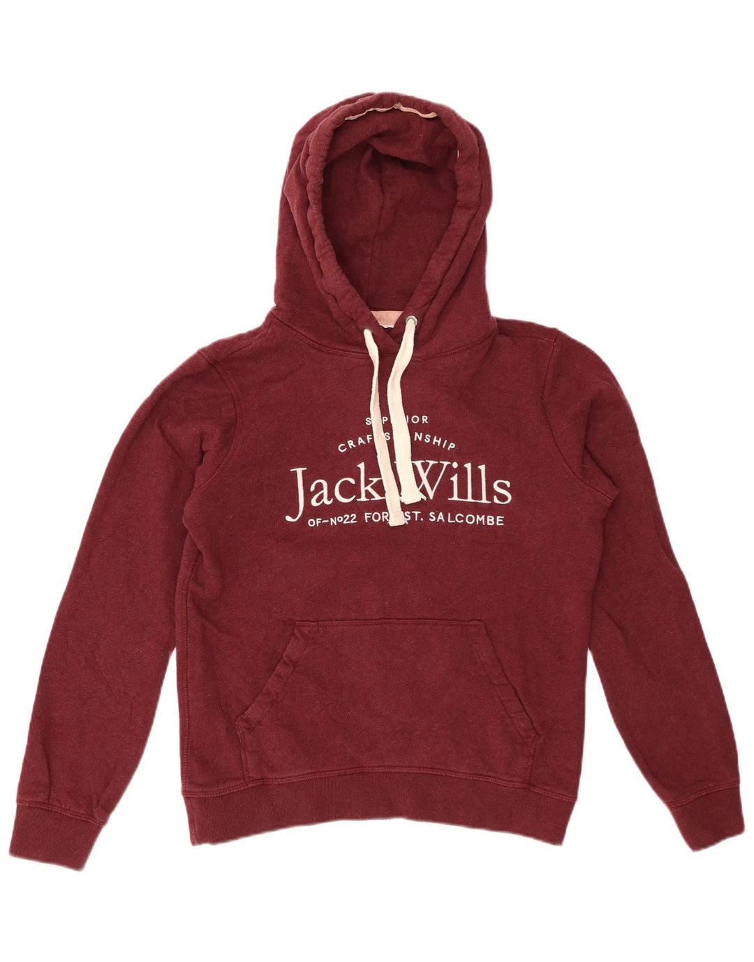 Jack Wills Damen-Kapuzenpullover mit Grafik, Gr. 8, Burgunderrot, Baumwolle