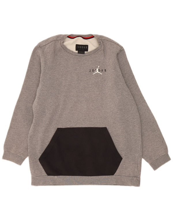 Jordan Herren-Sweatshirt mit Grafik, groß, graue Farbblock-Baumwolle