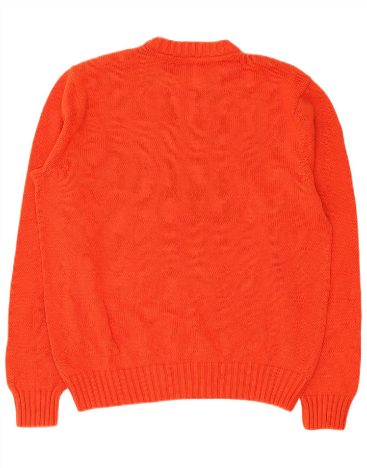 Chaps Herren-Pullover mit Rundhalsausschnitt, Größe L, Orange, Baumwolle