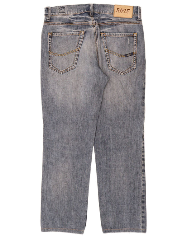 Rifle Damen Straight Jeans W31 L28 Blaue Baumwolle