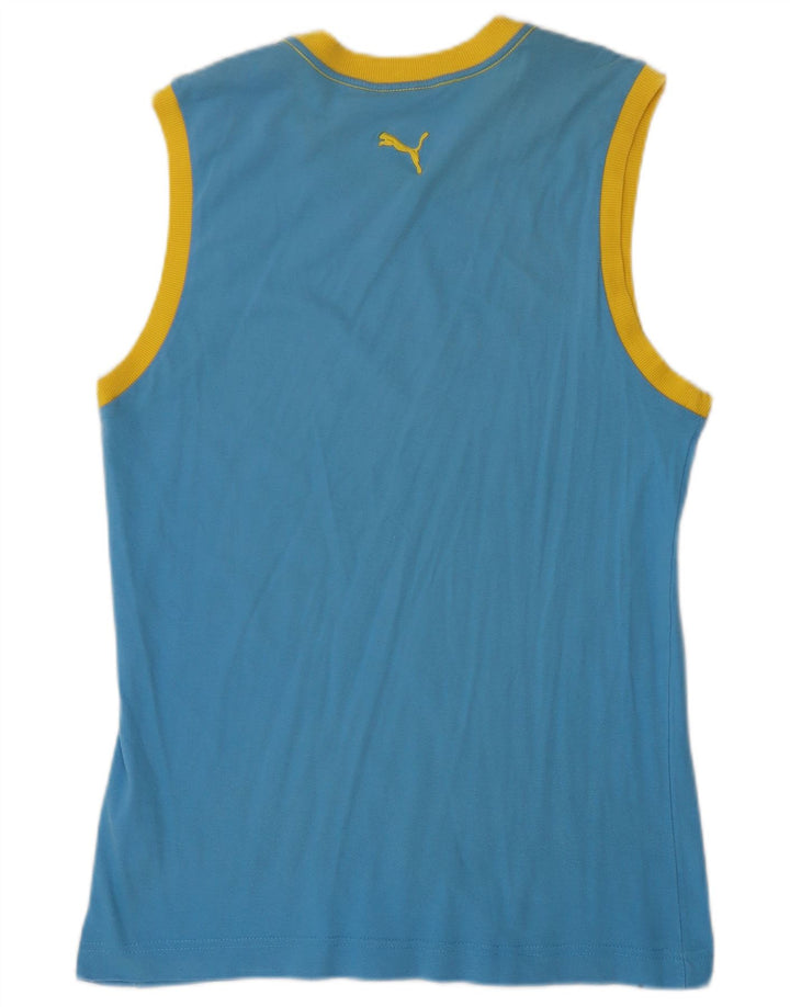 Puma Herren Grafik-Weste-Top aus mittelblauer Colourblock-Baumwolle