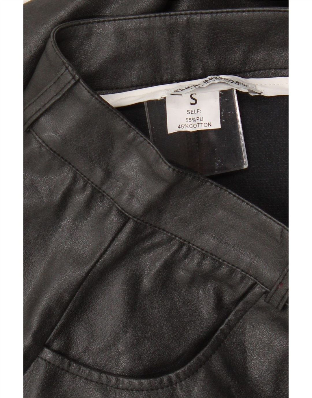 Vintage Damen Kunstfellrock Klein W26 Schwarz Polyurethan