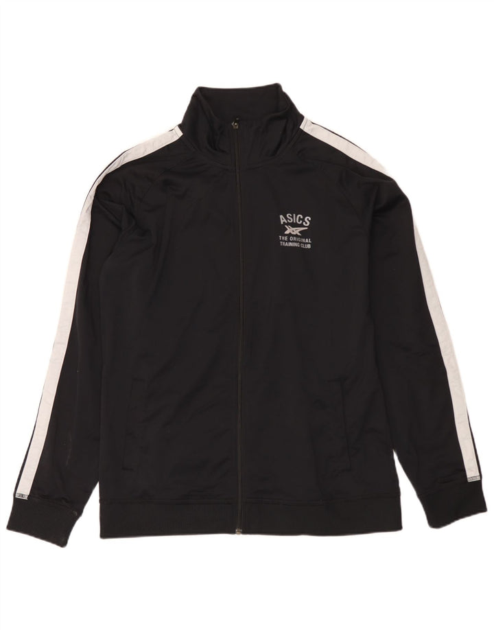 Asics Damen-Trainingsanzug-Top-Jacke UK 18 XL Schwarzes Colourblock-Polyester