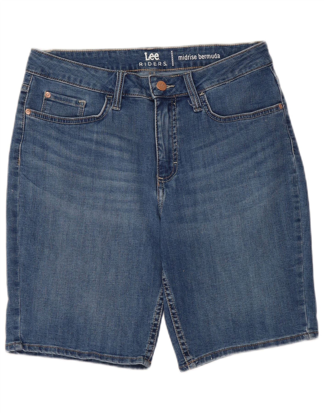 LEE Damen Riders Mid Rise Bermuda Denim Shorts US 10 Large W30 Blau