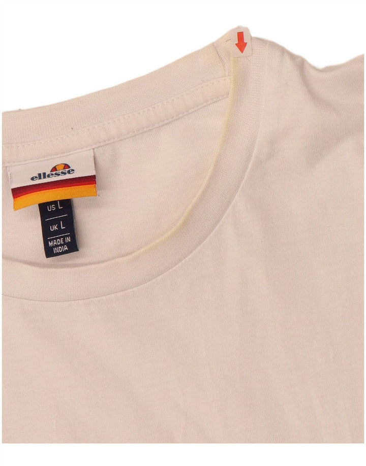 ELLESSE Herren-T-Shirt mit Grafik, Größe L, Weiß
