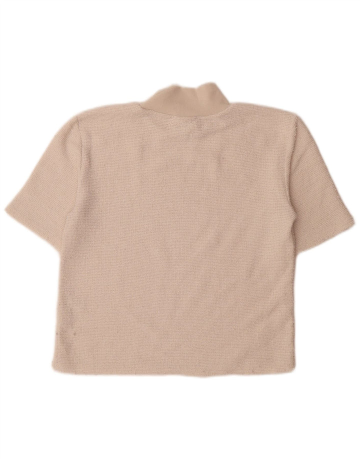 Zara Damen T-Shirt Top UK 12 Medium Off White Polyester
