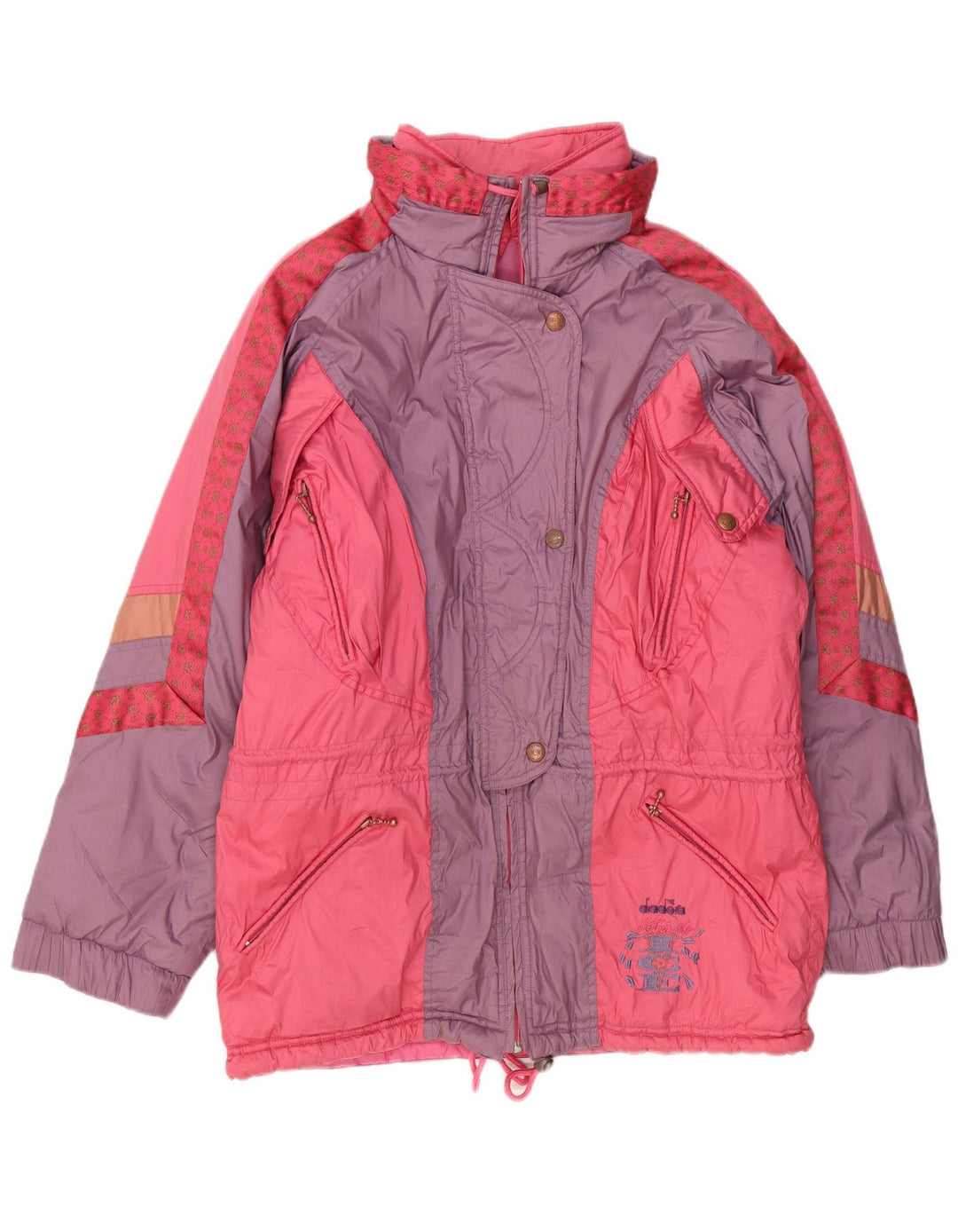 Diadora Damen-Skijacke mit lockerer Passform, UK 14, Mittelrosa, Farbblock-Polyester