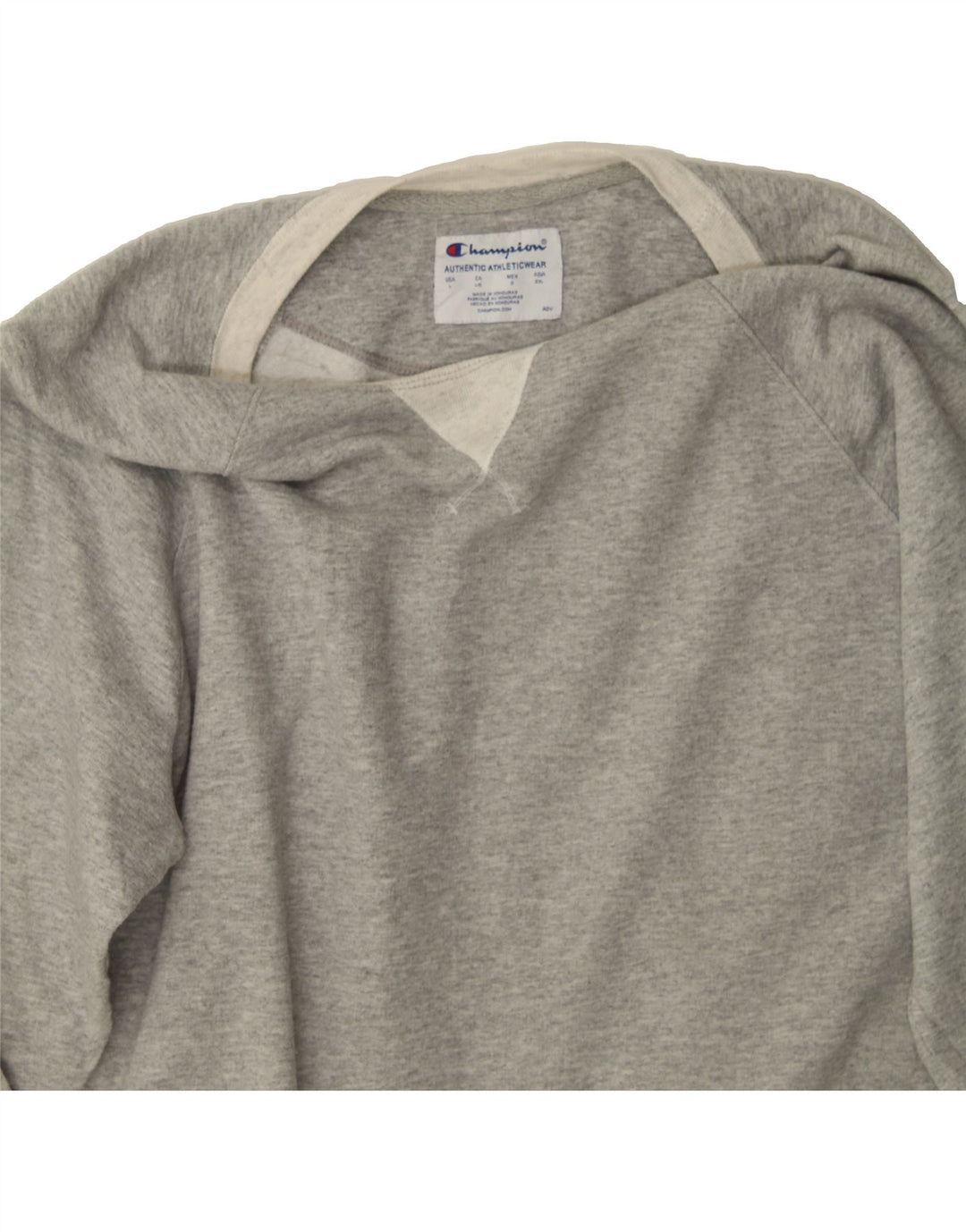 CHAMPION Womens Oversized Sweatshirt Jumper UK 16 Large Grey Colourblock Vintage Champion and Second-Hand Champion from Messina Hembry 