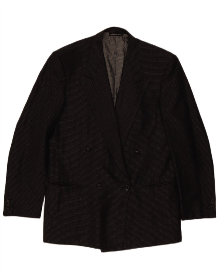 Pal Zileri Zweireihiger Herren-Blazer IT 48 Mittelschwarz karierte Seide