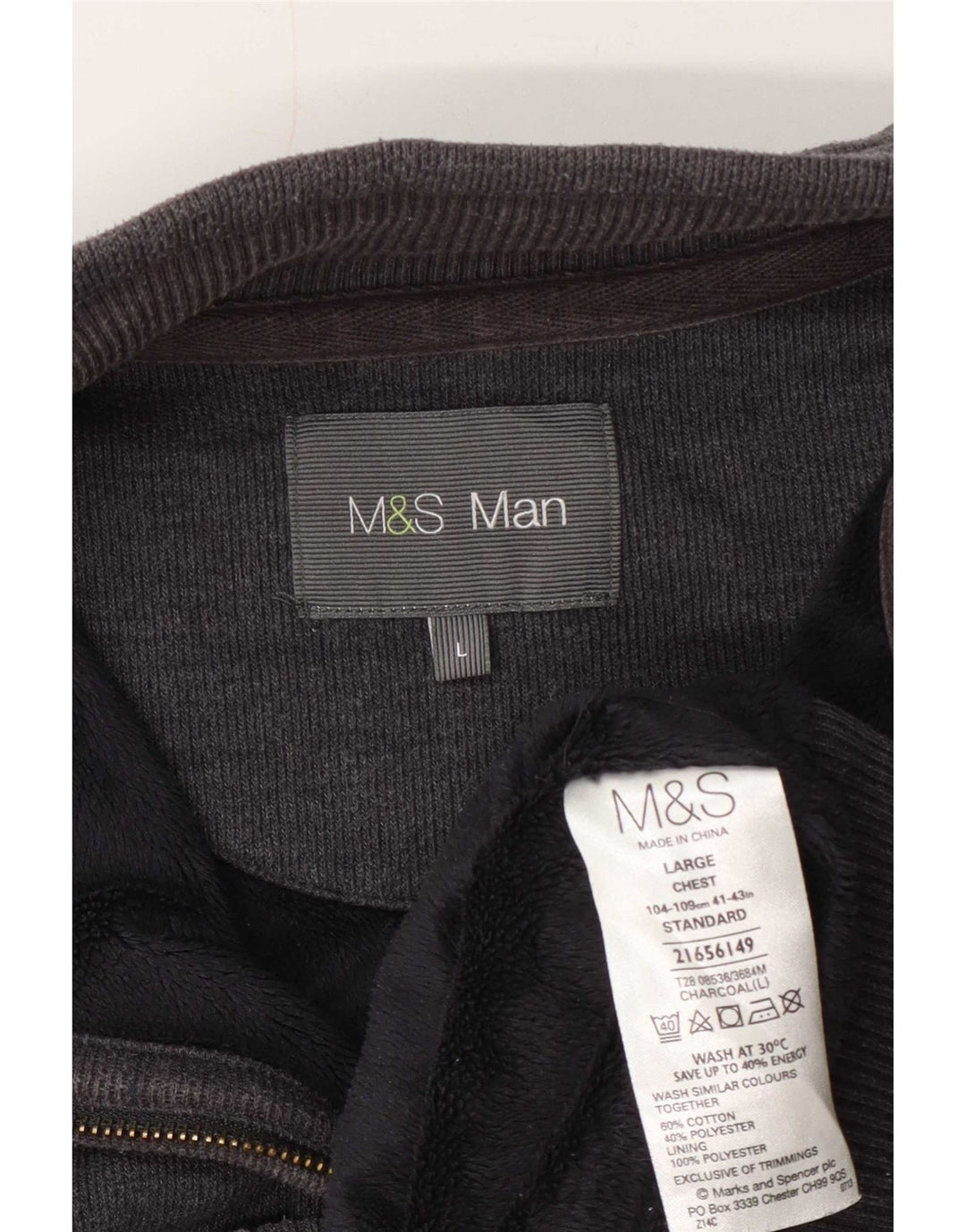 Marks & Spencer Herren-Trainingsanzug, Oberteil, Jacke, Größe L, Grau, Baumwolle