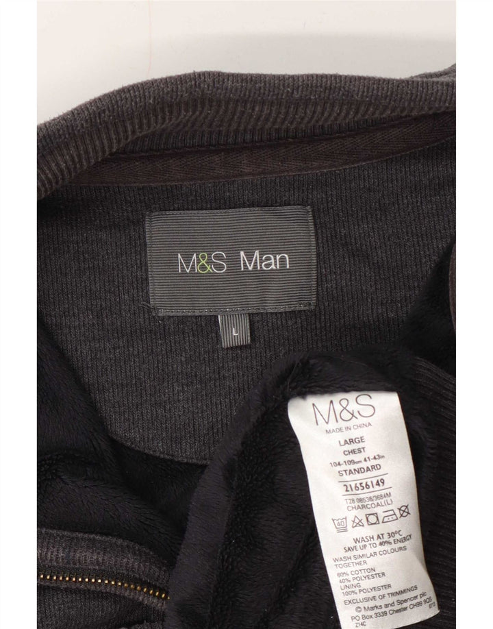 Marks & Spencer Herren-Trainingsanzug, Oberteil, Jacke, Größe L, Grau, Baumwolle