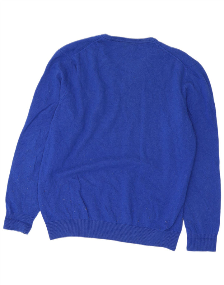 Lacoste Herren-Pullover mit V-Ausschnitt, Größe 6 XL, blaue Schurwolle