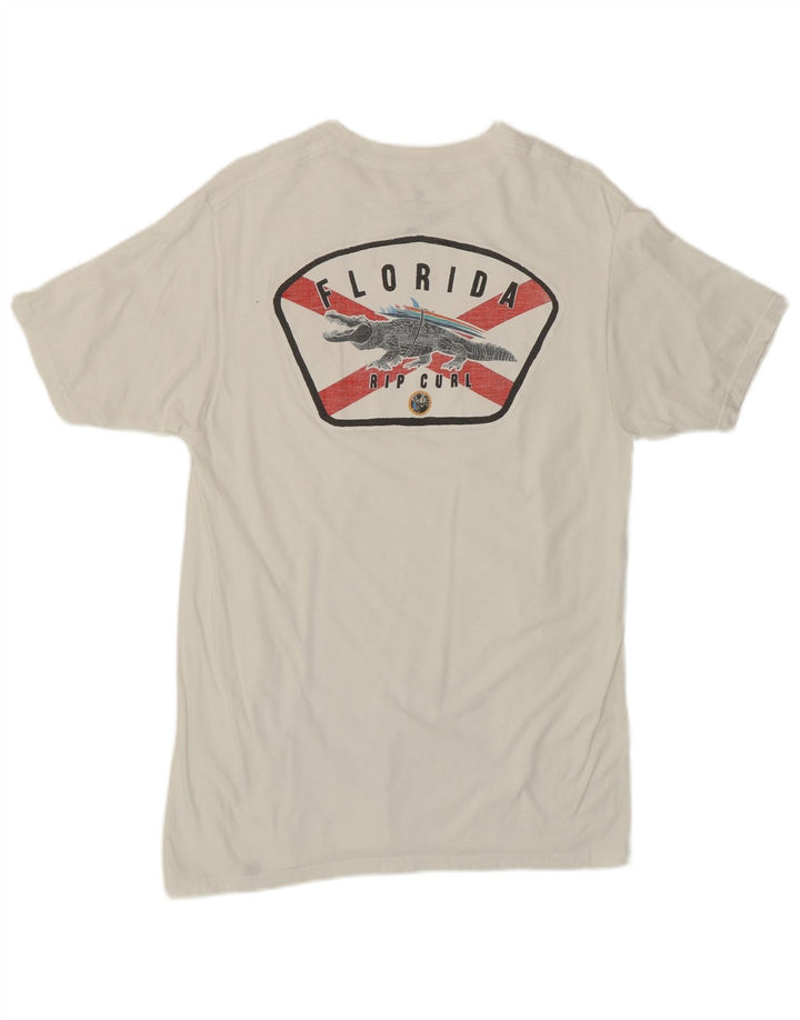 Rip Curl Herren Standard-Fit-Grafik-T-Shirt-Oberteil aus mittelweißer Baumwolle