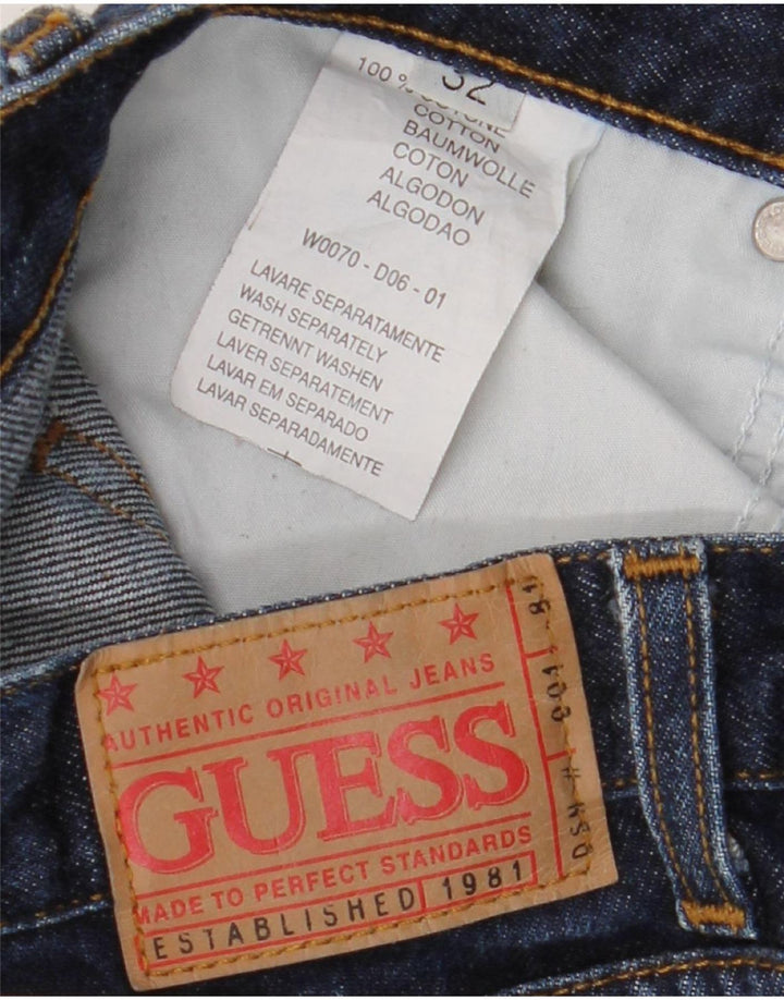 Guess Herren Straight Jeans W32 L32 Marineblaue Baumwolle
