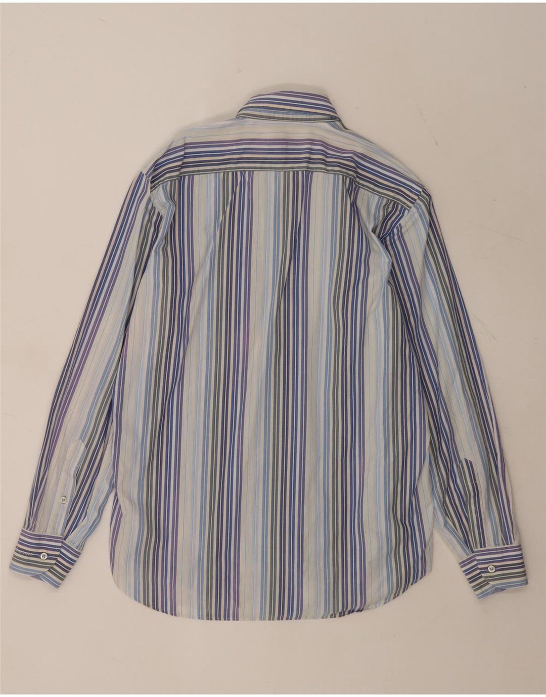 Roccobarocco Herrenhemd Größe 40 15 3/4 mittelblau gestreifte Baumwolle