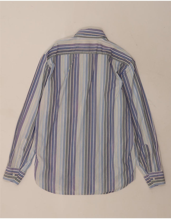 Roccobarocco Herrenhemd Größe 40 15 3/4 mittelblau gestreifte Baumwolle