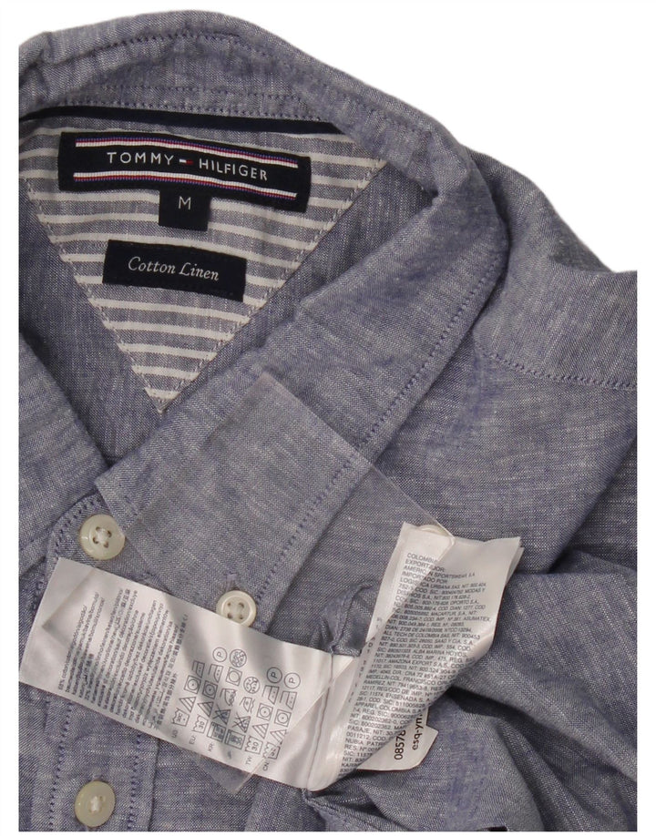 TOMMY HILFIGER Herren-Kurzarmhemd aus mittelblau gefleckter Baumwolle