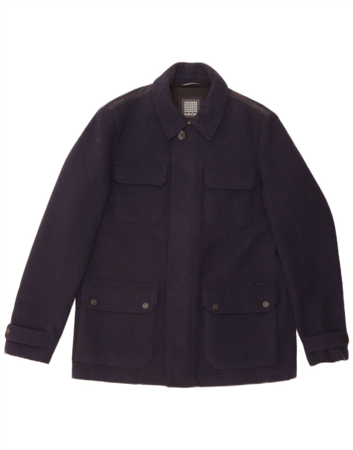 GEOX Herren Respira Utility Jacke UK 42 XL Marineblaue Wolle