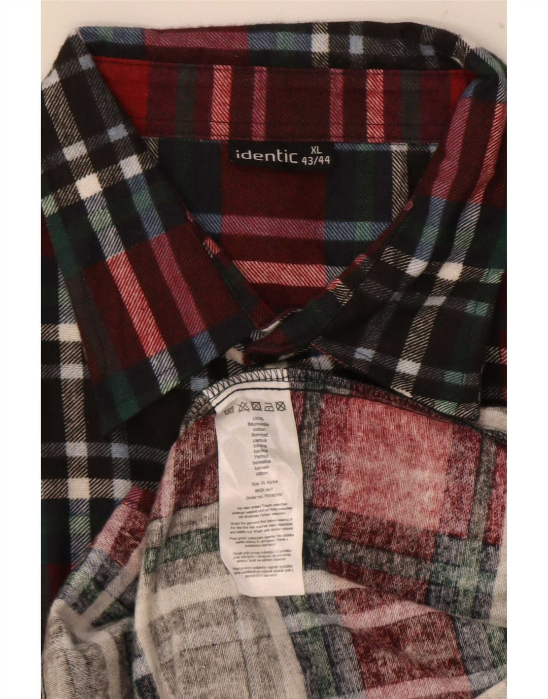 Identisches Flanellhemd für Herren, Größe 43/44, XL, rot kariert, Baumwolle