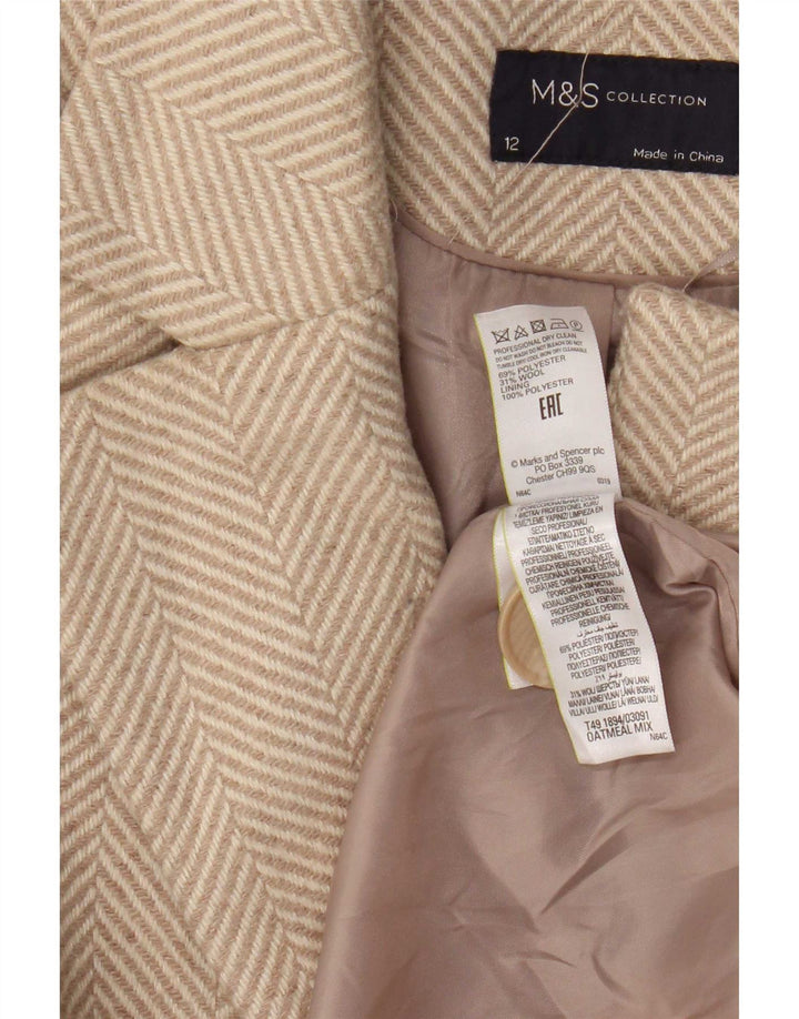 Marks & Spencer Damen Mantel UK 12 Mittelbeige Herringbone Polyester